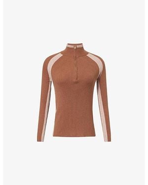 Varley Bellings Quater-Zip Knitted Top - Brown