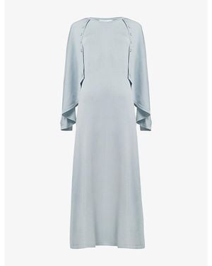 eem Cape-Detail Woven Midi Dress - Blue