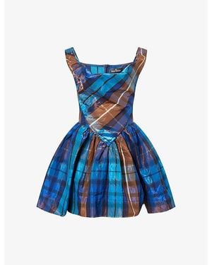 Vivienne Westwood Sunday Gingham Woven Mini Dress - Blue