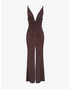 House Of Cb Tabitha Plunge-Neck Jersey Maxi Dress - Purple