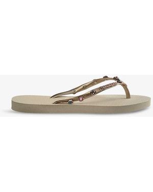 Havaianas Slim Luxury Logo-Embossed Rubber Flip-Flops&Nbsp - Natural