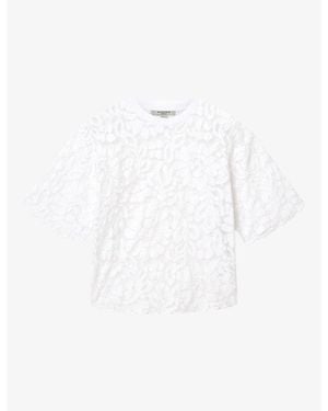 AllSaints Amelie Lace Relaxed-Fit Stretch Cotton-Blend T-Shirt - White