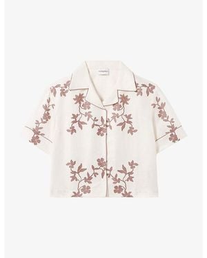 Claudie Pierlot Floral-Print Short-Sleeved Woven Shirt - White