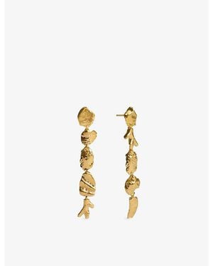 Monica Vinader Fragments Asymmetric 18Ct-Plated Vermeil Sterling- Drop Earrings - Metallic