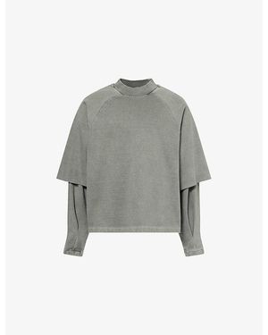 Seventh Raglan Layered Long-Sleeve Cotton T-Shirt - Grey