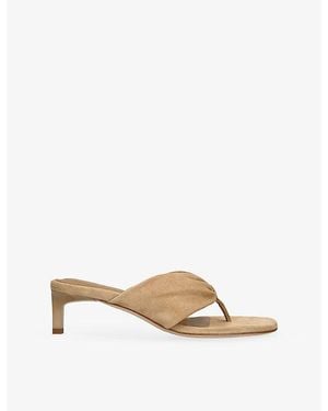 Dear Frances Wrap Mid Suede Heeled Mules - Natural