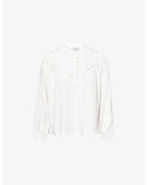 Rails Sunna Puffed-Shoulders Woven Blouse - White