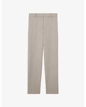 Reiss Gabi Straight-Leg Stretch-Woven Pants - Gray