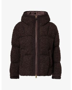 Moncler Cristallin Hooded Bouclé Wool-Blend Down Jacket - Brown