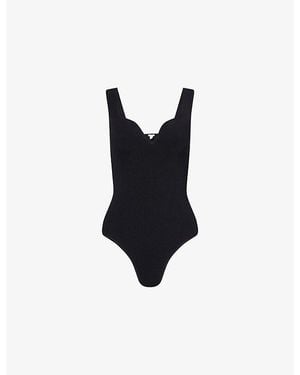 Alaïa Sweetheart-Neck Sleeveless Knit Bodysuit - Black