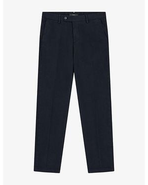 BOGGI Straight Regular-Fit Stretch-Cotton Trousers - Blue