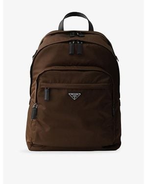 Prada Re-Nylon And Saffiano Leather Backpack - Brown