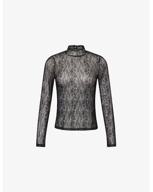 Veronica Beard Nate Long-Sleeves Lace Top - Grey