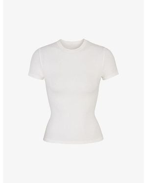 Skims Short-Sleeved Slim-Fit Stretch-Cotton T-Shirt - White