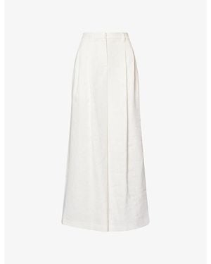 Twp Avery Wide-Leg Pleated Linen Pants - White
