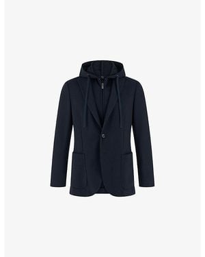 BOGGI Madison Removable-Hood Stretch-Jersey Jacket - Blue