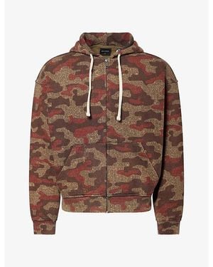 Daily Paper Print Zip-Up Cotton Hoody - Brown