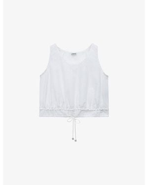 Loewe X Paula's Ibiza Scoop-Neck Cropped Cotton Top - White
