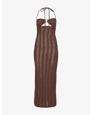 4th & Reckless Miriam Halterneck Cotton-Blend Maxi Dress - Brown