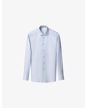 Eton Checked Slim-Fit Cotton-Twill Shirt - Blue