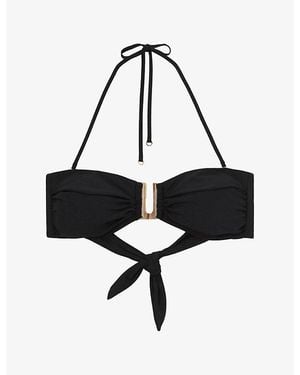 Reiss Carina Removable-Strap Stretch-Woven Bikini Top - Black