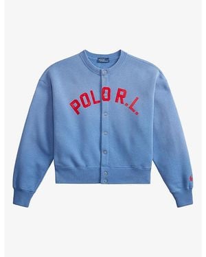 Polo Ralph Lauren Branded Round-Neck Cotton Cardigan - Blue