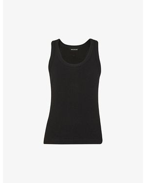 Whistles Scoop-Neck Ribbed Stretch-Knit Vest Top - Black