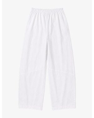 Ro&zo Elasticated-Waist Barrel-Leg Cotton Pants - White