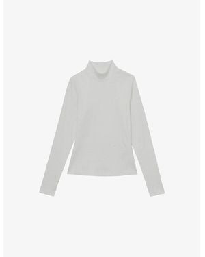 Reiss Polly Ribbed Stretch-Cotton Top - White