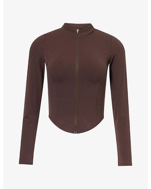Lounge Underwear Contoursoft Cinch Stretch-Woven Jacket - Brown