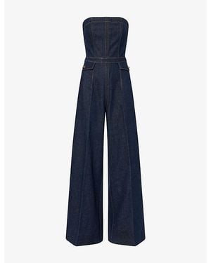 PAIGE Francesca Wide-Leg Denim Jumpsuit - Blue