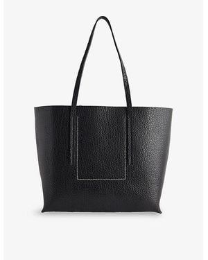 Rick Owens Contrast-Stitch Leather Shopper Bag - Black