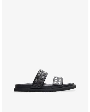 Whistles Studded Leather Sliders - Black