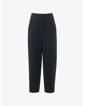 Whistles Barrel-Leg High-Rise Linen Trousers - Black