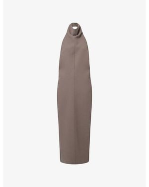 KHAITE Roxanne Halter-Neck Woven Maxi Dress - Brown