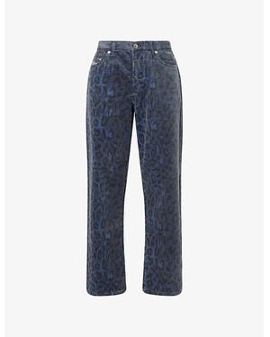 AWAKE NY Leopard-Print Straight-Leg Corduroy Trousers - Blue