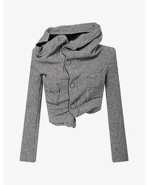 Junya Watanabe Asymmetric Cropped Wool-Blend Jacket - Grey