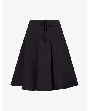 Peachy Den Missy Flared Cotton Midi Skirt - Blue