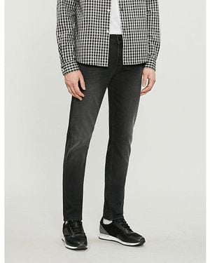7 For All Mankind Black Cotton Slimmy Tapered Luxe Performance Plus Slim-fit Jeans