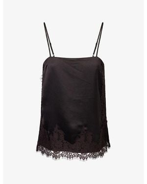 Dissh Selene Lace-Trim Satin Cami Top - Black
