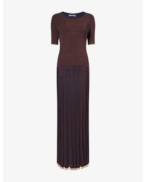 Zankov Gago Pleated Knitted Maxi Dress - Purple