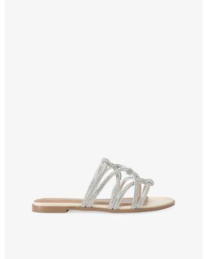 KG by Kurt Geiger Perla Flat Woven Sandals - White