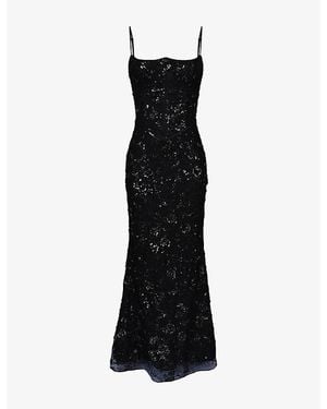 House Of Cb Naima Embellished Mesh Maxi Dress - Black