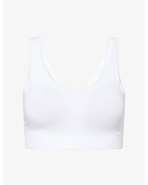 Hanro Touch Feeling Padded Crop Stretch-Woven Top - White
