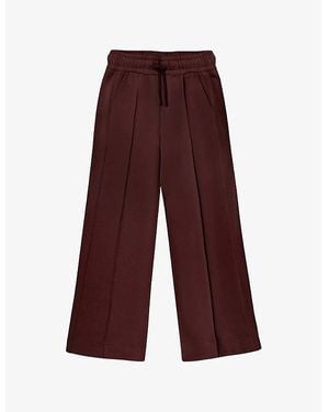 Ro&zo Wide-Leg High-Rise Cotton-Blend Jogging Bottoms - Purple