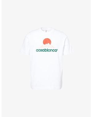 CASABLANCA Montagne Montagne Brand-Embroidered Cotton-Jersey T-Shirt - White