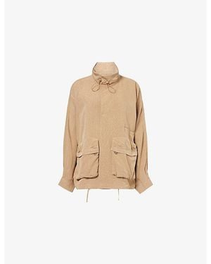 Frankie Shop Breya Funnel-Neck Linen-Blend Jacket - Natural