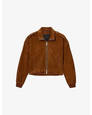 AllSaints Lowden Collared Suede Jacket - Brown