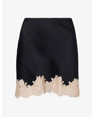 RIXO London Ariah Lace-Trim Satin Mini Skirt - Black