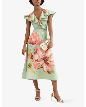 Phase Eight Petite Lina Printed Midi Dress in Pink | Lyst UK